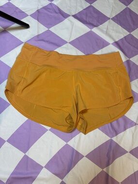 Lululemon Speed Up Lined Running Shorts Gold Orange Size 6